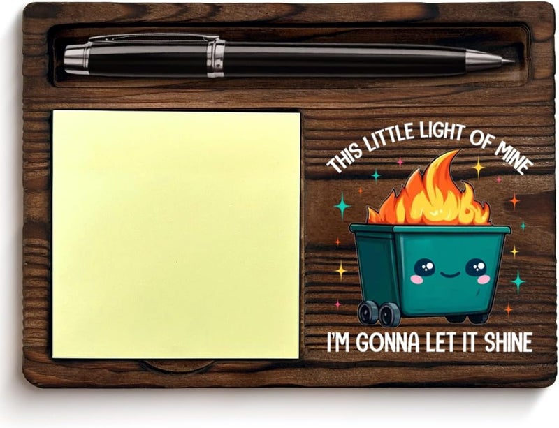 QODMGD Funny Office Dumpster Fire Sticky Note Holder Dumpster Fire Gifts This Little Light of Mine I'm Gonna Let It Shine Post It Note Dispenser for Office Cubicle Desk Decor - Image 1